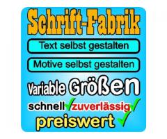 Textaufkleber Schriftaufkleber selbst gestalten günstig online designen bei Schrift-Fabrik.de